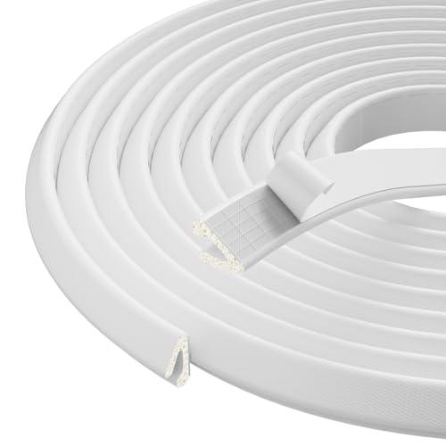 V Shape Thin Foam Weather Stripping Door Frame Seal Strip 33FT White, Draft Stopper, Insulation Winter, Weatherstripping, Gap Sealing, Soundproofing, Self-Adhesive Used for Exterior Front Door Side