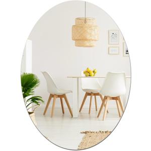 16.5 x 13 inch Frameless Oval Wall Mirror for Bathroom Sink, Non-Glass Shatterproof Acrylic Mirror Tile for Wall, Vanity, Bedroom, Living Room, Entryway, Home Decor, Double-sided Tapes Include