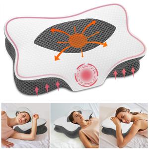 Anvo Cervical Pillow for Neck Pain Relief - Neck Pillows for Neck and Shoulder Pain - Ergonomic Design for Side Back Stomach Sleeper-Grey