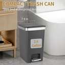 Small Bathroom Trash Can with Lid and 3 Rolls Trash Bags, Step Pedal Wastebasket Plastic Garbage Can with Pop-Up Lid 2.6 Gallon Bin for Kitchen, Bedroom, Office, Dorm, Laundry, Toilet, Rv,Dark Grey