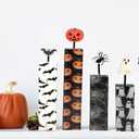 Yerliker 4 Pcs Halloween Wooden Tiered Tray Decor Set Halloween Wood Table Centerpieces Signs Pumpkin Ghost Blocks Signs for Rustic Farmhouse Home Mantle Office Mantel Shelf Desk Decor