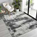 Modern Abstract 3x5 Rug for Entryway, Non-Slip Machine Washable Area Rug, Soft Low Pile Ultra Thin Distressed Doormat for Indoor Entry, Kitchen, Dorm, Living Room, Bedroom, Grey