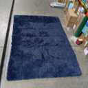 Blue Shag Area Rug,Indoor Ultra Soft Plush Rugs for Bedroom Living Room, Non-Skid Modern Nursery Faux Fur Rugs for Kids Room Home Decor (5x7 Feet, Navy Blue)