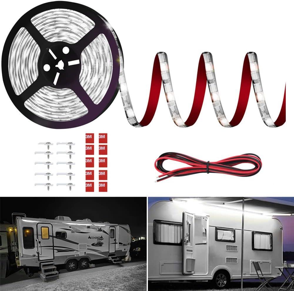 RV Awning Led Lights,12V 20FT Camper Awning Lights for Camper Motorhome Travel Trailer Concession Stands Food Trucks, Waterproof RV Exterior Underglow Light Strip for Party BBQ