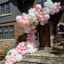 Pink White Silver Balloons Arch Kit, 162pcs Winter Wonderland Garland with Pastel Pink White Metallic Silver and Confetti Balloons for Wedding Princess Snowflake Theme Birthday Party Decorations
