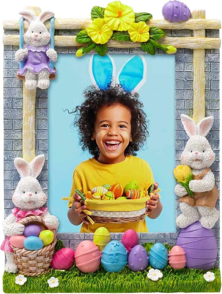 Easter Eggs and Bunnies 5" x 7" Resin Picture Frame