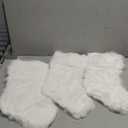 3 Pack 18 Inch Snowy White Christmas Stockings Faux Fur Xmas Christmas Stockings Hanging Ornaments Candy Gift Bags for Christmas Decorations