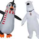 2 Packs Inflatable Blow-Up Costume Polar Bear and Penguin Costume Halloween Party Outfit for Adult/Halloween/Carnival/Birthday/Christmas Parade
