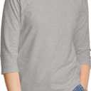 Hanes Women's Raglan Sleeve Stretch Cotton Crewneck Tee (Medium, Grey Heather)