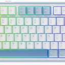 EPOMAKER x Aula F75 Gasket Mechanical Keyboard, 75% Wireless Hot Swappable Gaming Keyboard with Five-Layer Padding&Knob, BT/2.4GHz/USB-C, RGB (Sea Salt Blue, Ice Vein Switch)