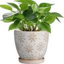 6.9 Inch Plant Pot with Drainage Hole and Saucer Ceramic Planter for Indoor Plant Flower Pot for Orchid Succulents Plants White