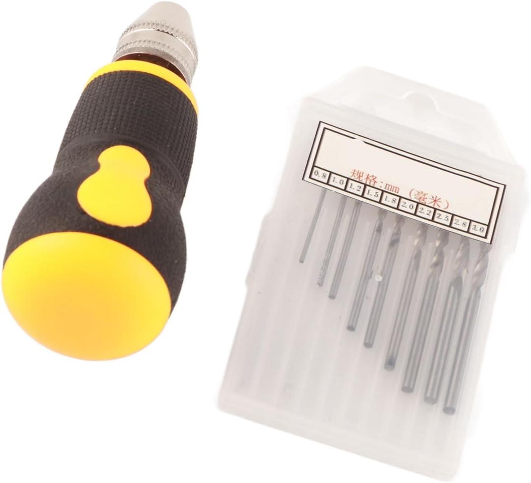 Mini Hand Drill Set, Small Hand Drill with 10Pcs Bits, Portable Micro Drill Tool Nonslip Handle for Art Craft Collection, Manual Hand Drill Set Precision Pin Vise Woodworking