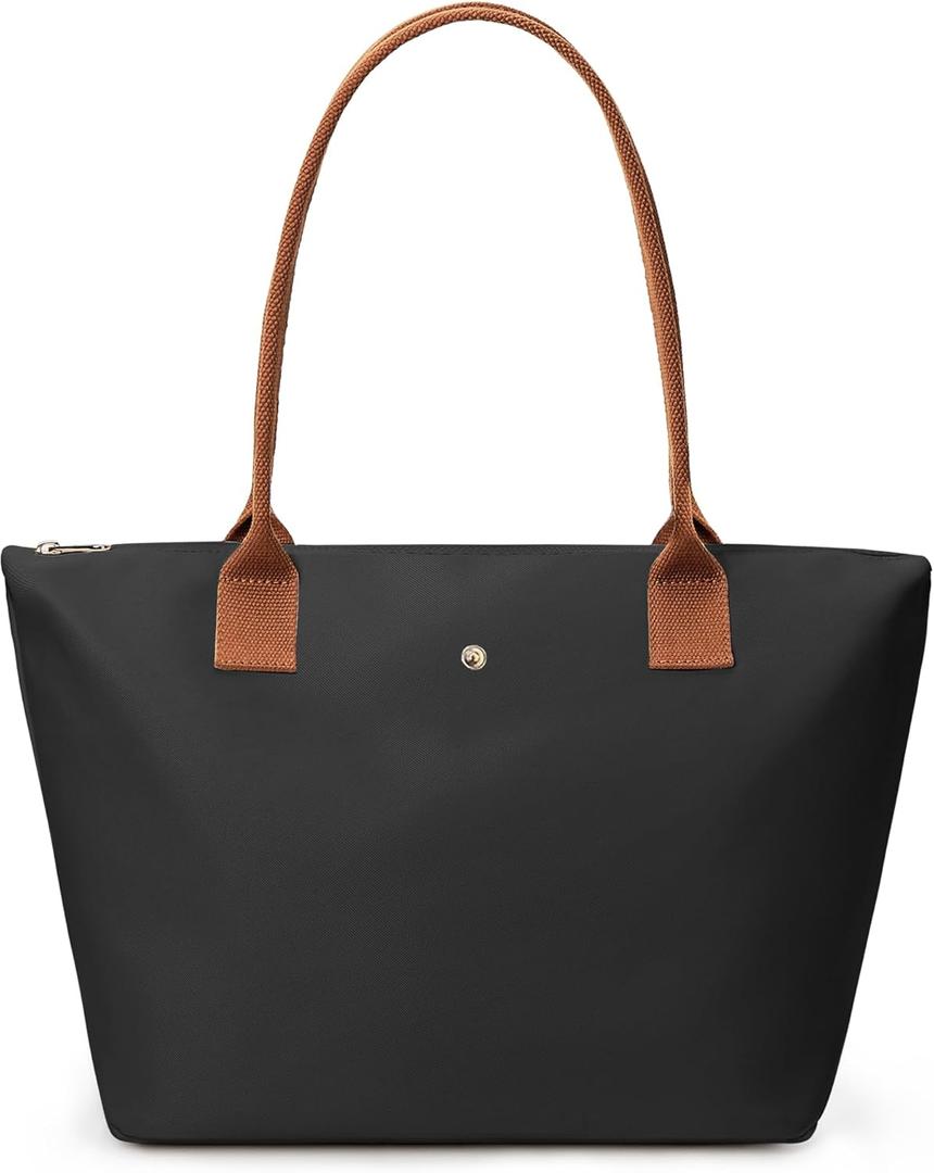 KALIDI Tote Bag for Women Nylon Top-Handle Purse,Shoulder Hobo handBag with Zipper Leisure Foldable Weekend (Black)
