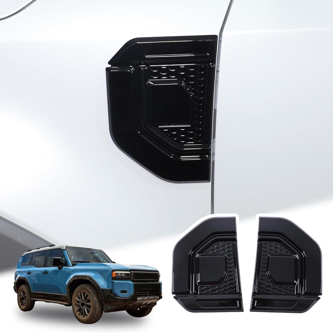 Car Fender Air Vent Trim Sticker Compatible with Toyota Land Cruiser Prado 250 J250 LC250 /Le-x-us 2024 2025,Car Side Vent Cover Hood Intake Bezel Trim,Side Scoop Hood Sticker Car Exterior Accessories (Black)