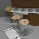 Drinking Glasses with Bamboo Lids and Glass Straw 2pcs Set  16oz Glass Cups, Iced Coffee Glasses, Cute iced Tea Glasses, Beer Glasses, Ideal for Coffee Bar Accessories, Aesthetic Gift  2 Brushes