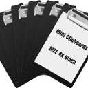 Eersida 6 Pack Mini Clipboards 4 x 6 Inch Small Pocket Plastic Memo Clipboards with Profile Clip for Small Notepads Receipts Tickets (Black)