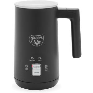 GreenLife Ceramic Electric Milk Frother, 10oz, 4-in-1, Auto Hot and Cold Foam, Dense and Light Foam, PFOA and PFAS Free, Cordless Milk Warmer and Steamer for Latte, Coffee, Black