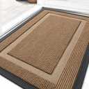 OLANLY Front Door Mat Indoor Outdoor Entrance, Waterproof All-Season, All-Weather Doormat, Sturdy Natural Rubber, Fade Resistant, Low Profile, Easy Clean Patio Porch Entryway Mat, 33x21, Light Brown