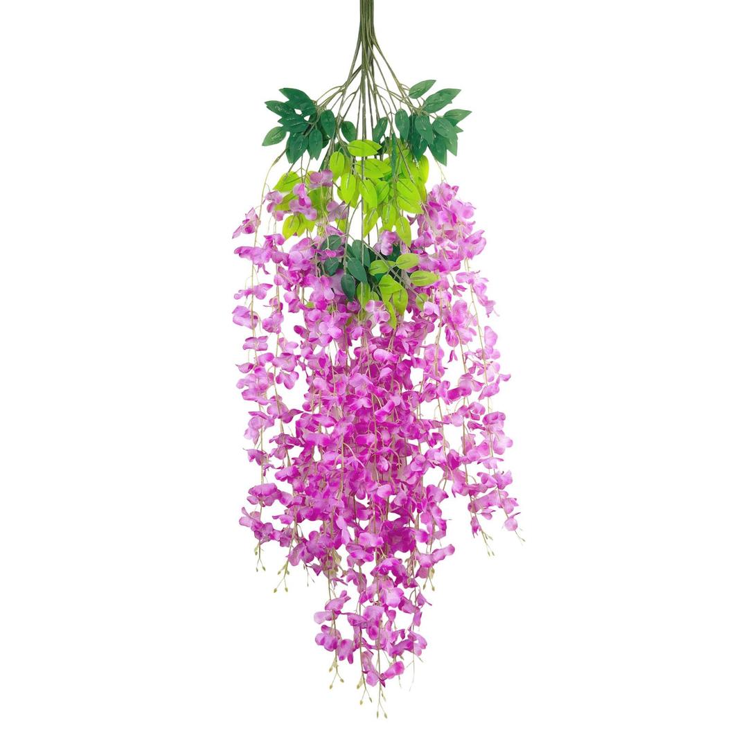 Luerbi 12 Pack Purple Red Wisteria Hanging Flowers Garland, 3.77 Feet Artificial Flower Vines, Fake Wisteria, Artificial Vines Hanging Garland for Backdrop Outdoor Yard Garden Decor