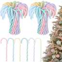 Kathfly 90 Pcs Pastel Christmas Candy Cane Ornament Plastic Christmas Tree Hanging Decor Twisted Crutch Candy Canes for Home Xmas Tree Holiday Party Gift Decoration (Macaron Color)