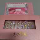 LOVFUL Press on Nails Candy Diamonds & White French Tip | Luxury Spring French Tip Glossy Press On Nails with Bling | Square Long 2.2 in | H36(M)