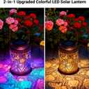 Solar Lanterns Outdoor Waterproof Butterfly Garden Decor, Birthday Gifts for Women Mom Grandma Seniors, Metal Hanging Lanterns Decorative Colorful LED Lights for Lawn, Yard, Patio, Backyard, Porch