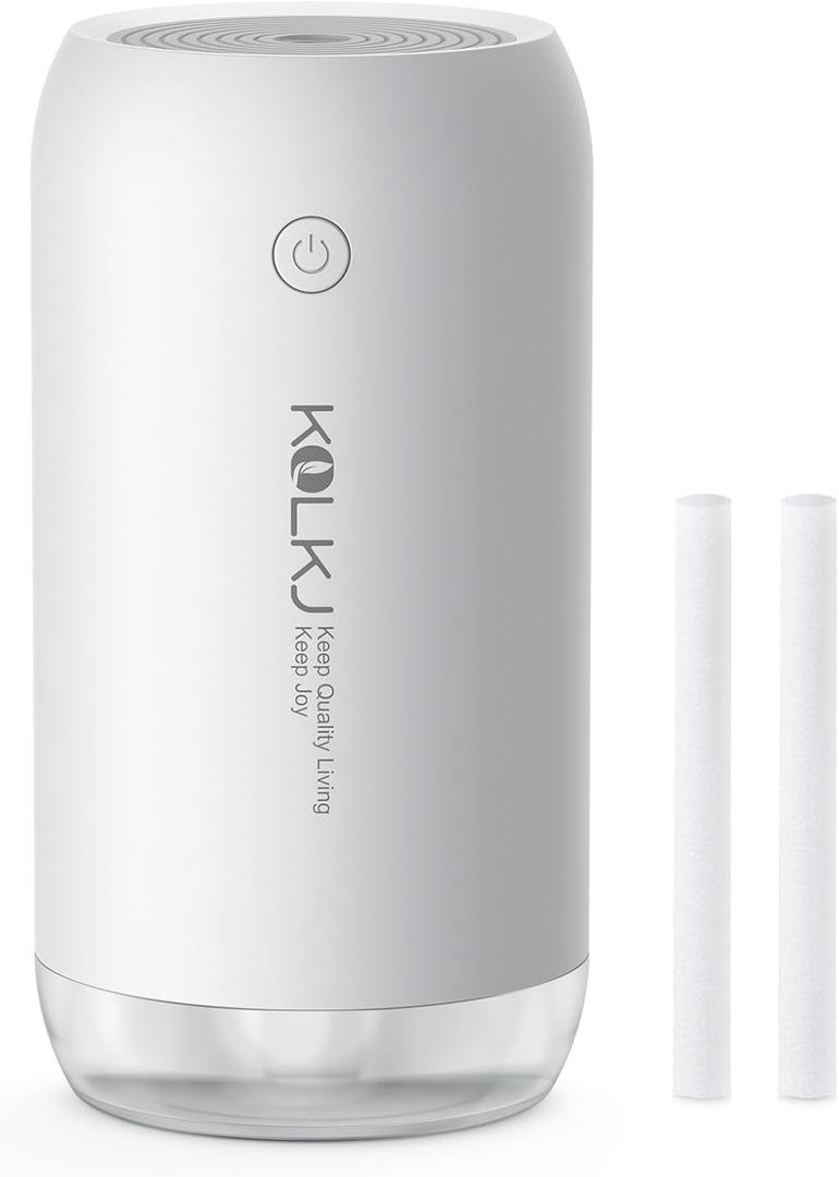 Portable Mini Humidifier, KQLKJ 350ml Small Cool Mist Humidifiers, USB Personal Desktop Humidifier for Bedroom Car Office Travel with Auto Shut-Off & 2 Mist Modes (White)