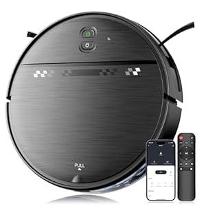 MANVN Robot Vacuum and Mop Combo for Pet Hair, Robotic Vacuum for Hard Floors and Carpets, 2.87'' Ultra-Slim, with 3D Obstacle Avoidance, Wi-Fi/App/Voice Controlled, Self-Charging