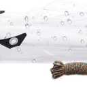 Clear Vinyl Tarp 4x8ft, Heavy Duty Waterproof PVC Tarpaulin with Grommets, 20 Mil Tear Resistant Clear Tarp for Patio, Greenhouse, and Outdoor Use