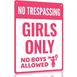 Cute Girls Only Sign Funny Pink Bedroom Decor For Girl, Perfect Family & Friends Gift for Birthday and Holidays, Ideal For Kids, Tween Rooms (Girls Only)