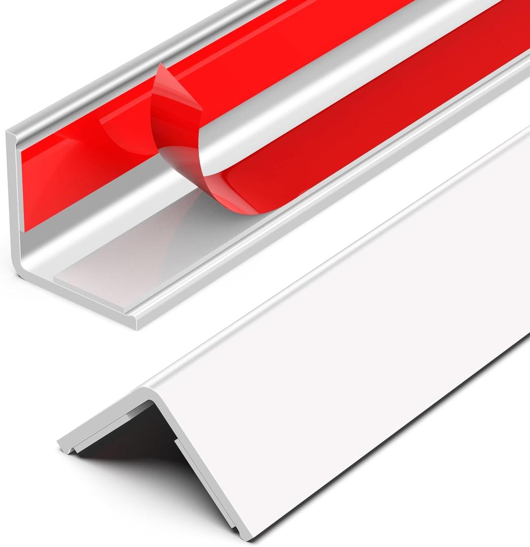 Wall Corner Protector, Walls Edge ProtectorSelf-Adhesive Wall Corner Guards,PVC Double Side Edge Protector Furniture Stairs Guard (Pure White 2PCS 117cm/46in)