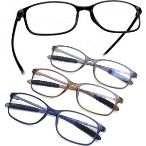 AQWANO 2Pack Computer Reading Glasses Men Women Blue Light Blocking, Lightweight TR90 Flexible Frame Readers Glasses Anti Glare,2.0
