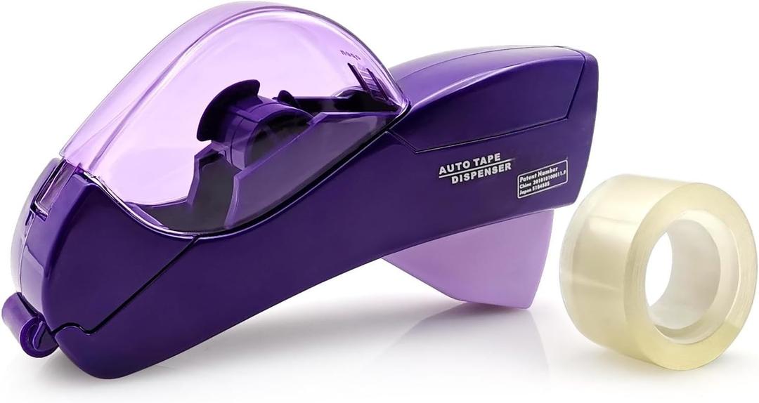 Automatic Tape Dispenser for Wrapping Gifts, Handheld Packaging Tape DispenserGun with Cutter, Dispensers for Adhesive Tapes-Purple