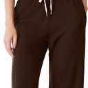 Women's 2 Piece Outfits Lounge Sets Sleeveless Crewneck Tank Tops and Wide Leg Pants Going Out Athletic Sets (Coffe), M