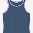 Florence Women’s Ribbed Tank Top – Sleeveless Knit Shirt with Contrast Trim, Size XL
