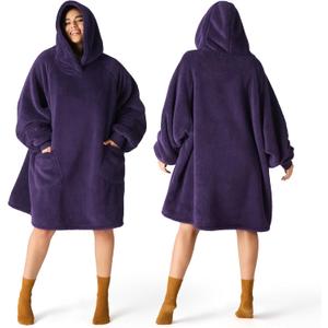 Bedsure Wearable Blanket Hoodie Gifts for Women, Warm Cozy Giant Hoodie Blanket Oversized Sweatshirt Present for Mom Wife GF Men Adult, Dark Purple (Standard)
