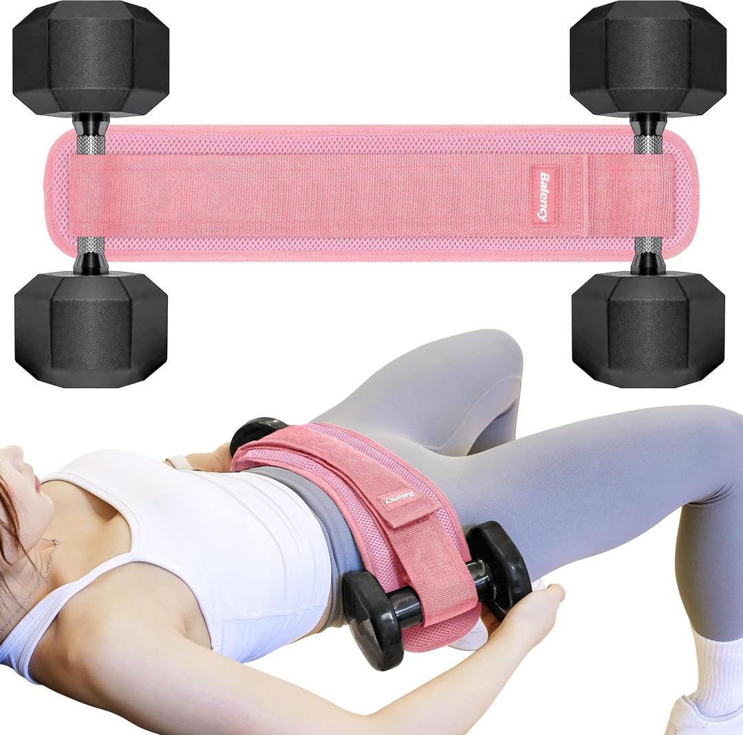 Hip Thrust Belt, Balency Hip Thrust Belt for Dumbbells Heavy, Booty Belt for Hip Thrust, Slip-Resistant Padding Hip Thrust Belt for Gym or Home Workouts, Hip Thrust Band for Dumbbell Kettlebell Plate (Pink)