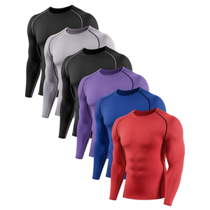 5,6 Pack Men's Compression Shirts Long Sleeve Rash Guard Workout Undershirt Base Layer Athletic Shirt L