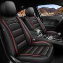 AOMSAZTO Fit for Dodge Charger 2006-2025 Waterproof Leather Seat Covers 5 Seats Full Set Custom : Car for Charger R/T SRT SXT GT Scat Pack Comfortable Breathable (Black&Red Line-5PCS Full Set)
