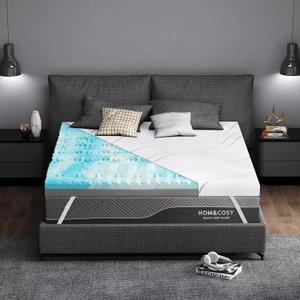 4 Inch Mattress Topper with Silk Cover, Premium Cooling Gel + Bamboo High-Density Memory Foam Mattress Topper, MattressTopper for Pain Relief (Queen)