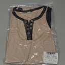 Hilinker Women's V Neck Ribbed Tank Tops Button Slim Fit Summer Sleeveless Henley Shirts Brown Black Medium