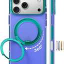 TORRAS O3 Hue for iPhone 17 Pro Max Case,4X Military-Grade Air Drop Protection with Shockproof Airbag Bumper,360 Magnetic Stand Compatible with MagSafe Phone Case,Colorblock Aesthetic,Indigo Blue