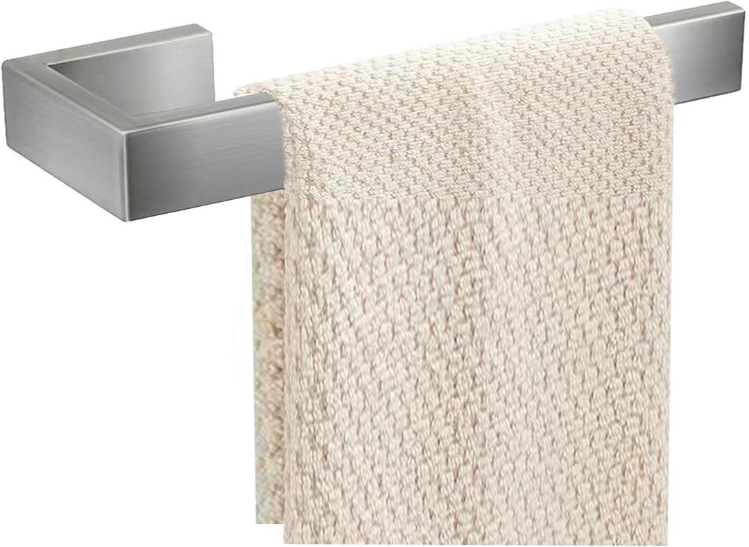 Hand Towel Holder - Thicken SUS 304 Stainless Steel Towel Holder for Bathroom Wall, 8" Rectangular Modern Design Towel Ring, Contemporary Hand Towel Rack - Brushed Nickel (1PCS)