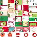 Christmas Gift Tags Stickers, Christmas Presents Self Adhesive Name Labels Santa Snowmen Xmas Tree for Present/Wrapping Paper Decorations-216 Pcs