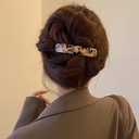 French Hair Barrettes Clip for Women Thick Thin Hair Ponytail Holder Vintage Tortoise Leopard Print Hair Clips Barrette for Hair Pin Curved Resin Barrette Hair Styling Clips for Long Hair