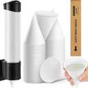 Roshtia 200 Pcs 4 oz Snow Cone Cups Paper Thicken Disposable with 1 Cups Dispenser Pull Type Wall Mount Cup Holder Paper for Restaurants, Home, and Office, and Shaved Ice, Cold (White)