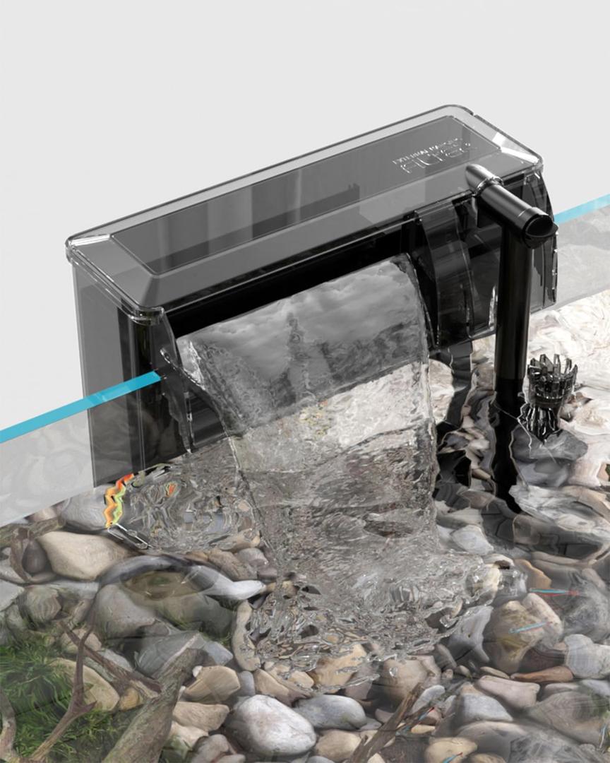 Aquarium Filter, Quiet Hang On 5-Stage Filtration for 20-50Gal Fish Tank, Adjustable Flow Waterful Filter for Small & Medium Freshwater and Saltwater with Skimmer,10W,260GPH