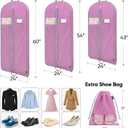 BALEINE 5PK Heavy Duty Garment Bag with Shoe Storage Travel Bag for Dresses, Suit, Coats Travel Essential (60", Pink)
