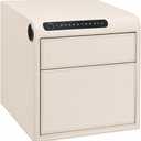 Jewelry Safe for Home with Drawers, Biometric Fingerprint Lock Box, Slide-Away Drawer for Handguns & Documents, Leather-Wrapped Watch Safe Organizer, Digital Keypad & Jewelry Tray, 14"W × 16.5"D