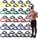 20 Pcs Resistance Bands with Handles for Home Workouts, Universal Exercise Bands Set for Physical Therapy & Rehabilitation, Multi-Functional Strength Training & Toning Elastic Bands for Women and Men